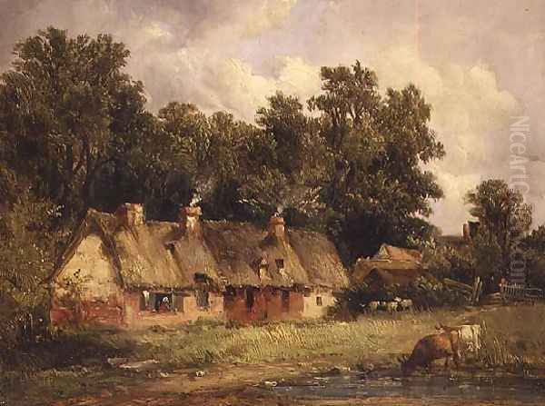 Near Wilford, Nottinghamshire,1868 Oil Painting by Alfred Vickers