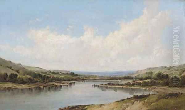 A river valley Oil Painting by Alfred Vickers