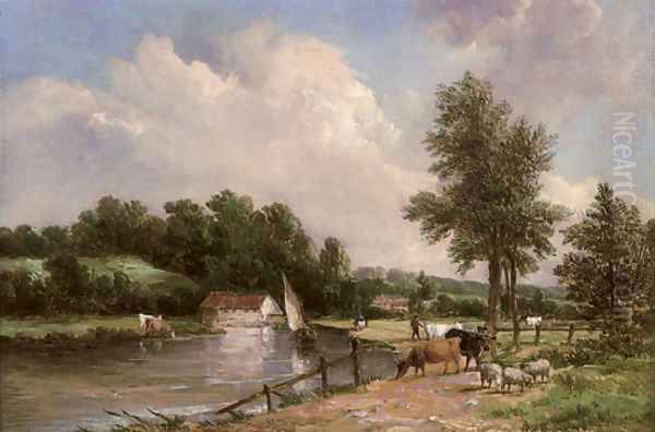 On the Medway Oil Painting by Alfred Vickers