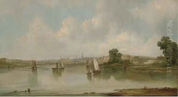 Traffic on the river, thought to be at Hull Oil Painting by Alfred Vickers