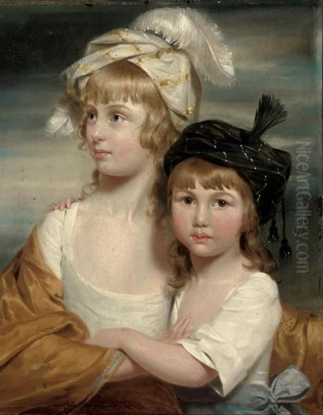 Portrait Of The Misses Rigby: 
Sarah And Mary Emma Rigby, Daughters Of Dr. Edward Rigby Of Norwich 
(1747-1821) Oil Painting by John Downman