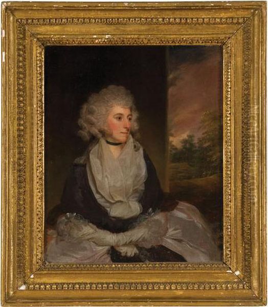 Portrait Of A Lady In A White Dress Oil Painting by John Downman