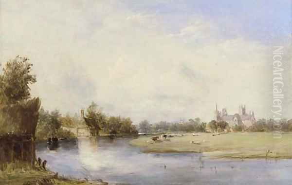 Ely Cathedral, on the Ouse Oil Painting by Alfred Vickers