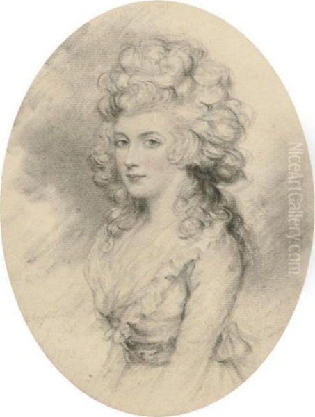 Portrait Of Miss Low, Half-length, With Hair Up Oil Painting by John Downman