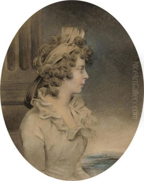 Portrait Of A Lady, Half-length, Observed From Her Right Oil Painting by John Downman