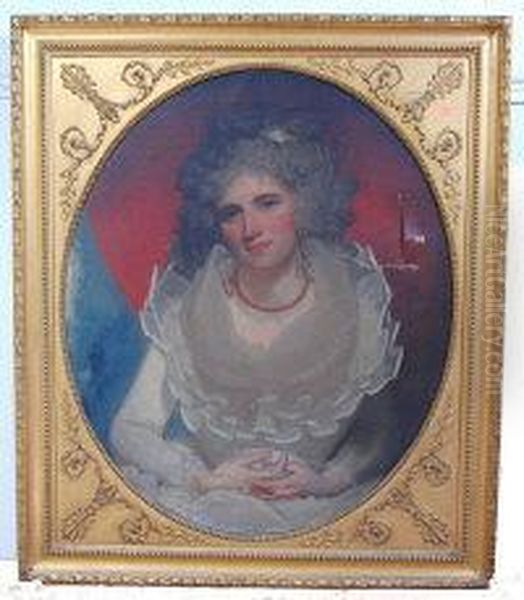 Three Quarter Length Portrait Of A Lady Oil Painting by John Downman