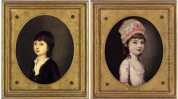 Portrait Of A Boy, And Portrait Of A Girl Oil Painting by John Downman