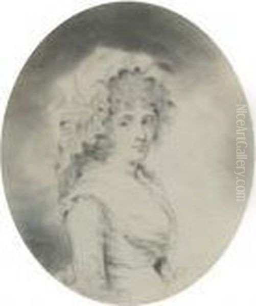 Portrait Of Lady, Half-length, In Profile To The Right Oil Painting by John Downman