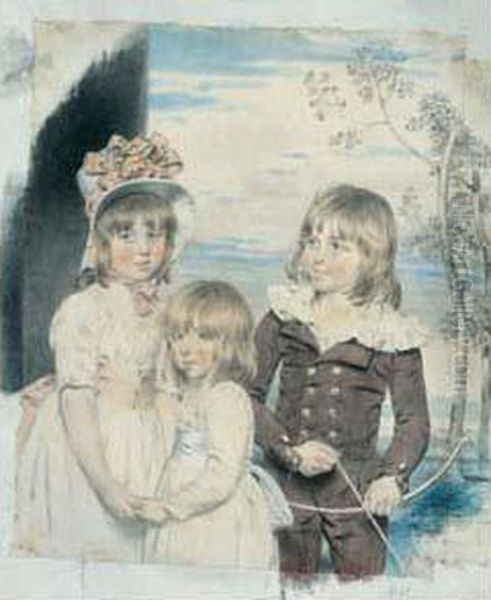 Portraits De Pierre Middleton Et De Ses Soeurs Marie Et Anne Oil Painting by John Downman