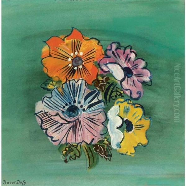 Anemones (projet De Tapisserie) Oil Painting by Raoul Dufy