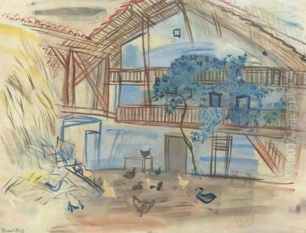 Cour De Ferme A Lestelle Oil Painting by Raoul Dufy