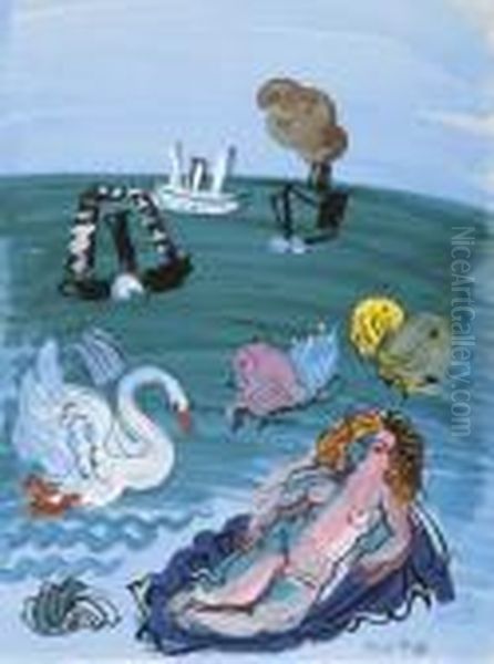 Leda Et Le Cygne Oil Painting by Raoul Dufy