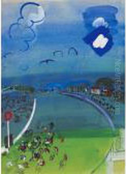 Courses A Goodwood Oil Painting by Raoul Dufy