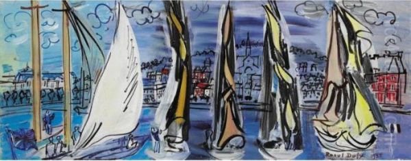 Voiliers A Deauville Oil Painting by Raoul Dufy