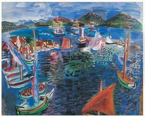 Saint-tropez, Vers 1928 Oil Painting by Raoul Dufy