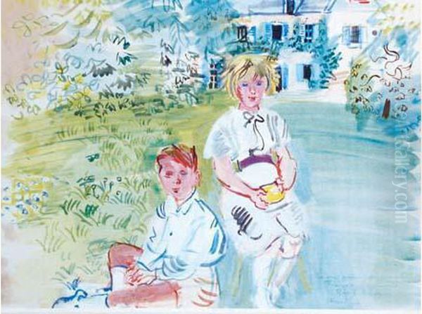  Enfants Dans Le Parc A Hardancourt, 1932  Oil Painting by Raoul Dufy