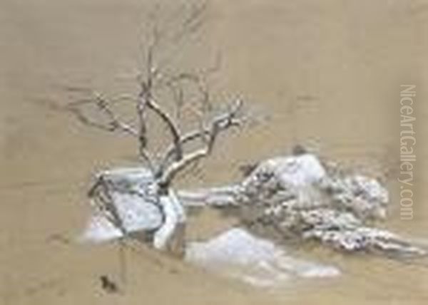 Study Of Snow Oil Painting by Edward Duncan