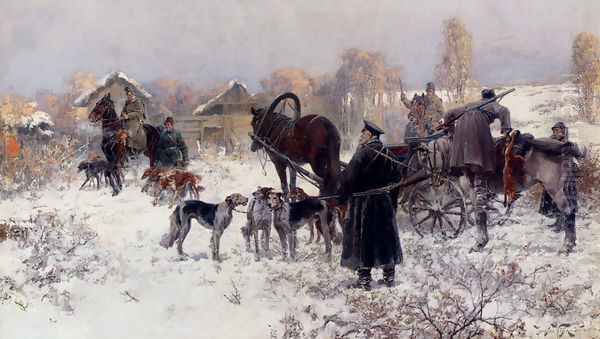 The Hunting Party Oil Painting by Jaroslav Fr. Julius Vesin