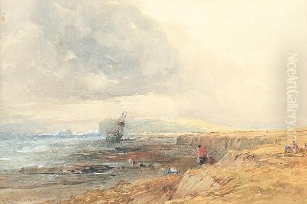 The Wreck Off Cromer Oil Painting by Edward Duncan