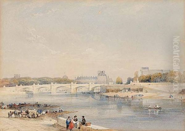 Pont De La Concorde Et Tuilleries Gardens Oil Painting by Edward Duncan