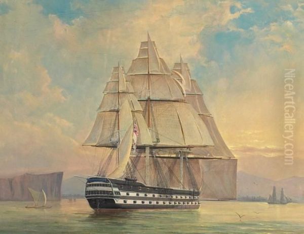 Man Of War Oil Painting by Edward Duncan