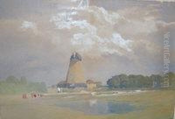 The Mill At Hayling Island Oil Painting by Edward Duncan