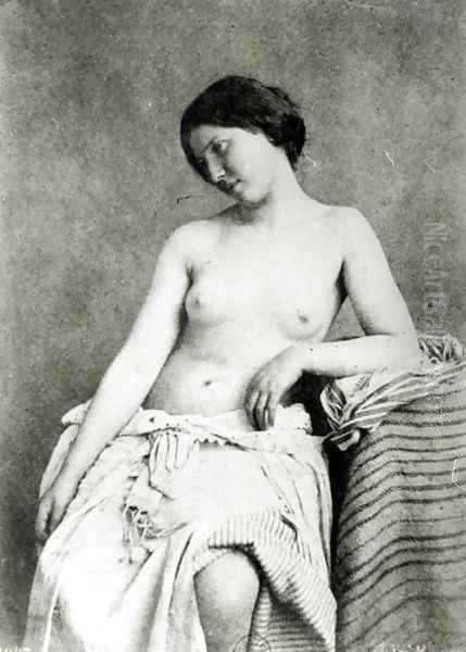 Nude Female Model, c.1850 Oil Painting by Julien Vallou de Villeneuve