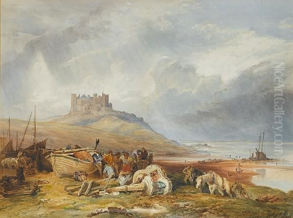 Bamburgh Castle, Northumberland Oil Painting by Edward Duncan