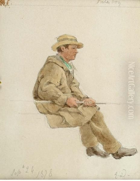 Portrait Of A Fisherboy Oil Painting by Edward Duncan