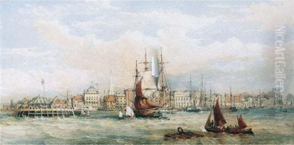 Shipping Off Southampton Oil Painting by Edward Duncan