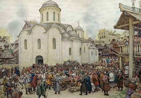 The Defence of the Town, 1918 Oil Painting by Apollinari Mikhailovich Vasnetsov