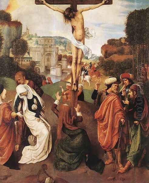 Crucifixion 1490s Oil Painting by Master of the Virgo inter Virgines