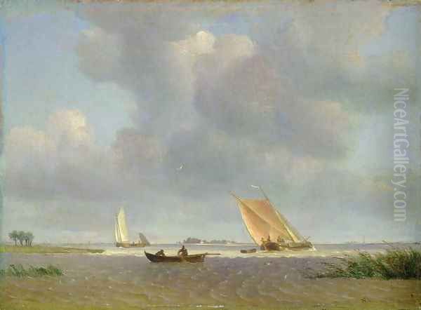 A fresh breeze on the Elbe, c.1830 Oil Painting by Adolf Vollmer