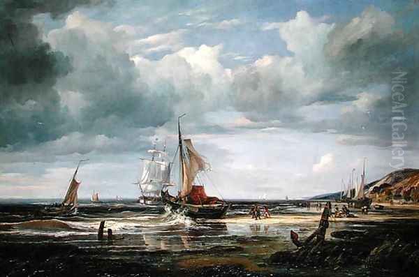 The Elbe at Blankenesee, 1844 Oil Painting by Adolf Vollmer