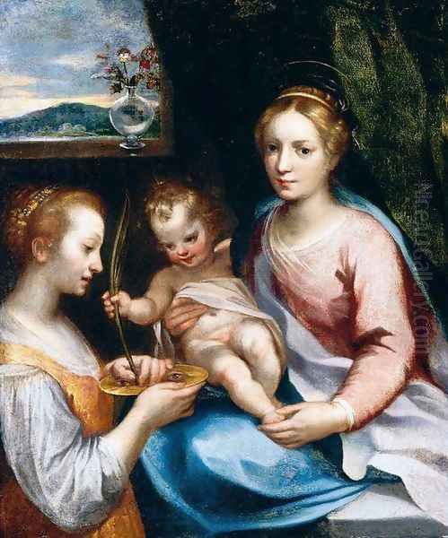 Madonna and Child with St Lucy c. 1600 Oil Painting by Francesco Vanni