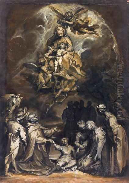 St Hyacinthus Raising a Drowned Child Oil Painting by Francesco Vanni