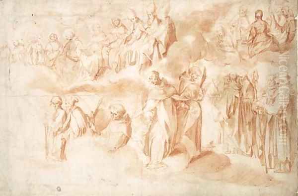 The Saints Of Siena Studies For The Map Of Siena Oil Painting by Francesco Vanni