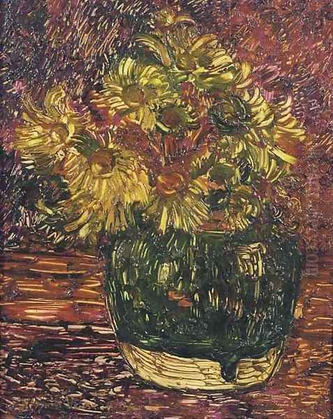 Gemberpot met doronicums flowers in a ginger jar Oil Painting by Floris Verster