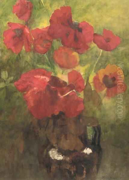 Poppies Oil Painting by Floris Verster