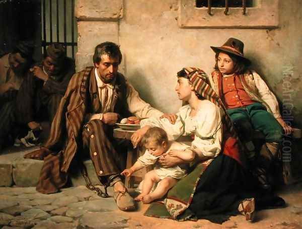 Prisoner Meeting His Family, 1868 Oil Painting by Vasili Petrovich Vereshchagin