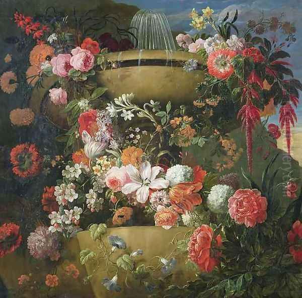 Basin and Flowers Oil Painting by Gaspar Peeter The Elder Verbruggen