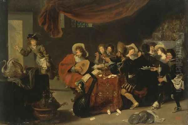 Merry Company Oil Painting by Simon de Vos