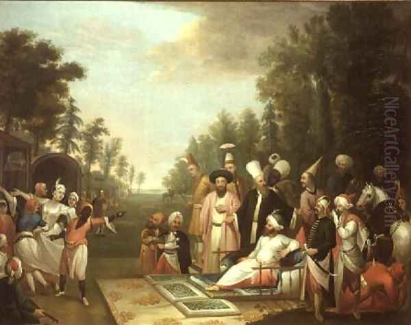 The Turkish Hunting Party, 18th century Oil Painting by Jean Baptiste Vanmour