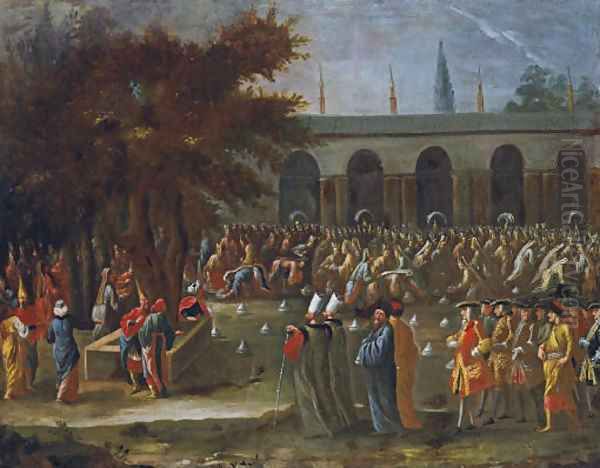 The Dutch Ambassador with his retinue being received by Sultan Ahmed III at the Topkapi Palace, Istanbul Oil Painting by Jean Baptiste Vanmour