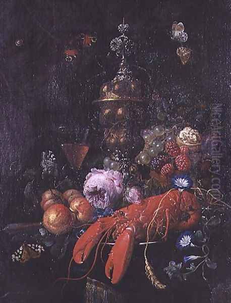 Still Life with Lobster, 1678 Oil Painting by Nicholaes van Verendael