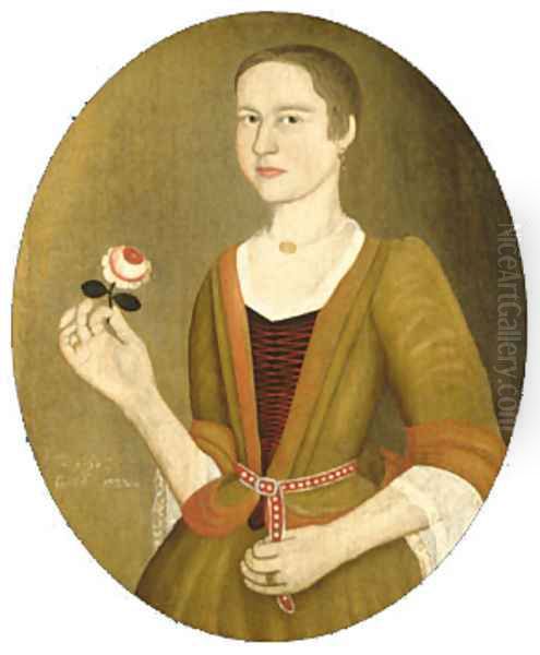 Young Lady with a Rose Oil Painting by Pieter Vanderlyn