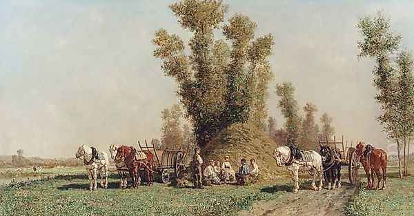 Haymakers Resting Oil Painting by Jules Jacques Veyrassat