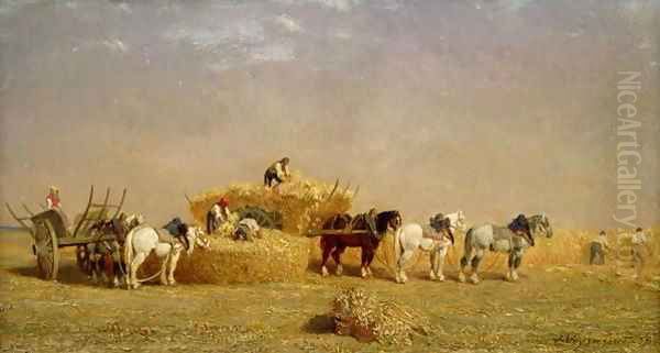 Haymaking 1858 Oil Painting by Jules Jacques Veyrassat