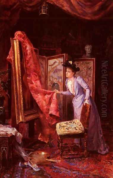 Il Studio Da Pittura (The Painting Studio) Oil Painting by Achille Vianelli