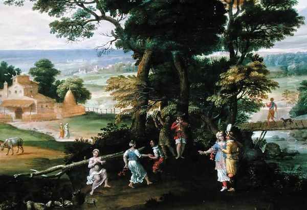 Landscape with people, early 17th century Oil Painting by Gian Battista Viola